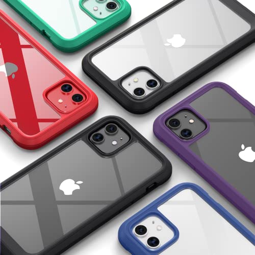 Diaclara Compatible with iPhone 11 Case, Full Body Rugged with Built-in Touch Sensitive Anti-Scratch Screen Protector, Soft TPU Bumper Case Clear Compatible with iPhone 11 6.1" (Black and Clear) - color: Black, size: iPhone 11