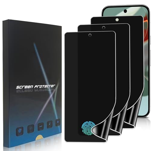 3 Pack Privacy Screen Protector for Google Pixel 9 Pro [Not Glass], Anti-Spy Full Adhesive Soft Flexible TPU Film for Google Pixel 9 Pro,3D Curve Fit,[Support Fingerprint Reader][Scratch Resistant] | [Not Glass] Anti-Spy Flexible TPU Hydrogel Film, Suppor