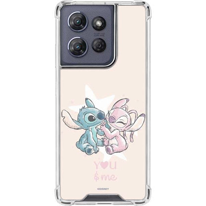Skinit Clear Phone Case Compatible with Moto G Power 5G (2025) - Officially Licensed Disney Lilo and Stitch Stitch and Angel Design - color: Pink - STCHDS02