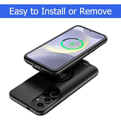 Battery Case for Galaxy S24 Plus,[12000mAh]Large capacity Slim Portable Protective Fast Charging Case Battery Case Compatible with Galaxy S24 Plus Wireless Charging Case with Carplay(6.7inch)-Black - size: for Galaxy S24 Plus