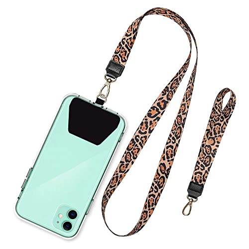 SHANSHUI Phone Strap, Universal Cell Phone Neck Lanyard Wrist Lanyard Tether Lanyard for Smartphone Safety Tether System Key Chain Holder - Cheetah - color: Cheetah, size: 17inch