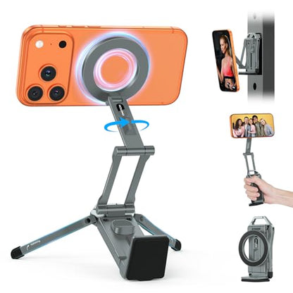 OMOTON TP02 360°Rotating Adjustable Aluminum for MagSafe Tripod Mount, Gray - color: 2-Gray