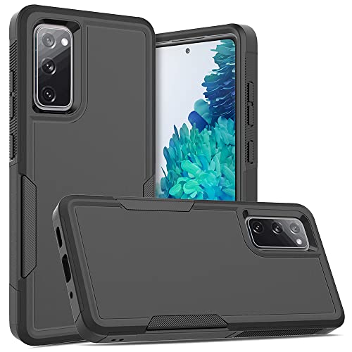 for Samsung Galaxy S20 FE 5G Case: Dual Layer Protective Heavy Duty Cell Phone Cover Shockproof Rugged with Screen Protector - Military Protection Bumper Tough - Samsung Galaxy S20 FE 5G, Black - color: Black (PC) + Black (TPU)