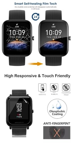 5Pcs Hydrogel Screen Protector for Amazfit Active 1.75" Smartwatch Soft HD Clear TPU Film Touch Sensitive, Self-Healing, Anti-Scratch, Ultra-Thin, Easy Installation