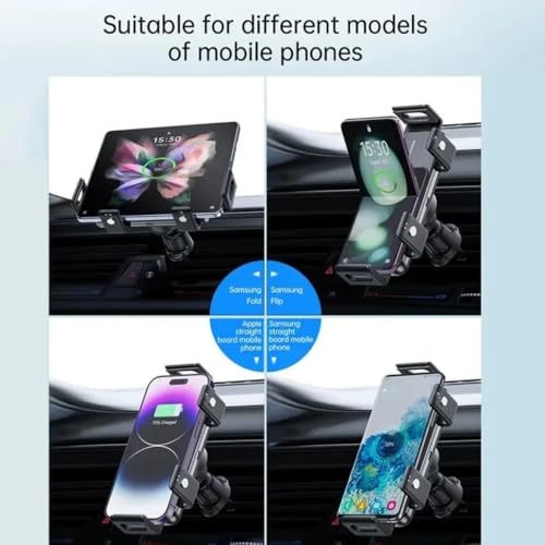 Car Dual Coil Wireless Charger Stand for iPhone 17 16 15 14 for Samsung Galaxy Z Fold 6 5 4 3 2 Foldable Fast Car Charging Station (Black)