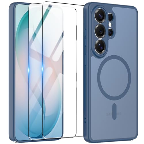 Magnetic for Samsung Galaxy S26 Ultra Case with Screen Protector 2X,Compatible with MagSafe,Phone Case Slim Hard PC Silicone Bumper Shockproof Protective Cover for Samsung S 26 Ultra 5G,Blue - color: Blue, size: Samsung Galaxy S26 Ultra