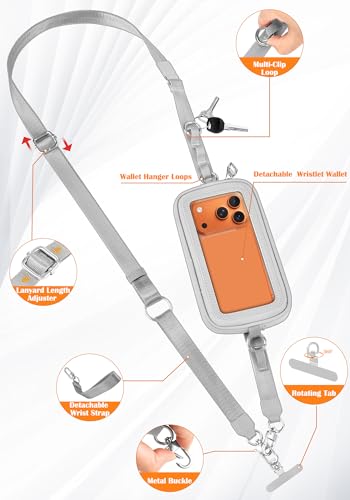 takyu Phone Strap Crossbody with Detachable RFID Wallet Grey - color: Grey