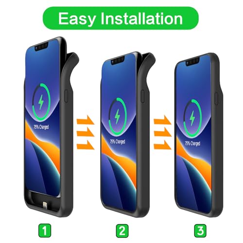 Battery Case for iPhone 16e, Upgraded 10000mAh Pack Rechargeable Charger Case with Wireless Charging Compatible for iPhone 16e (6.1 inch) External Battery Charging Cover(Black) - size: iPhone 16e-Black