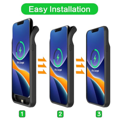 Battery Case for iPhone 16e, Upgraded 10000mAh Pack Rechargeable Charger Case with Wireless Charging Compatible for iPhone 16e (6.1 inch) External Battery Charging Cover(Black) - size: iPhone 16e-Black