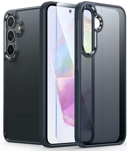 FNTCASE for Samsung Galaxy A35-5G Case: Matte Protective Phone Cases Slim Translucent Anti Yellowing Cover Rugged Shockproof Military Grade Drop Protection Tough Durable 6.6 Inch Black - color: Matte Black