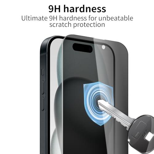 3 Pack Privacy Screen Protector for iPhone 15 Plus/16 Plus/15 Pro Max, 9H Hardness Double Shatterproof Anti-Spy Tempered Glass Film, Easy Installation - size: iPhone 15 Plus/16 Plus/15 Pro Max
