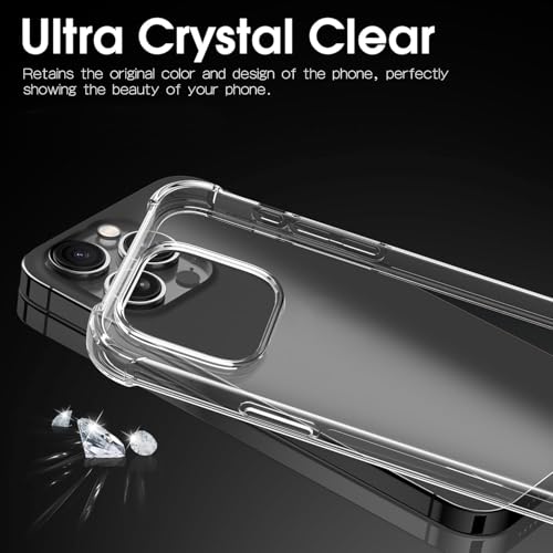 Clear case for iPhone 15 Pro, [Not Yellowing] [Military-Grade Drop Protection] Transparent Slim Phone Cases for iPhone 15 Pro with Shockproof Bumper (Clear, iPhone 15 Pro)