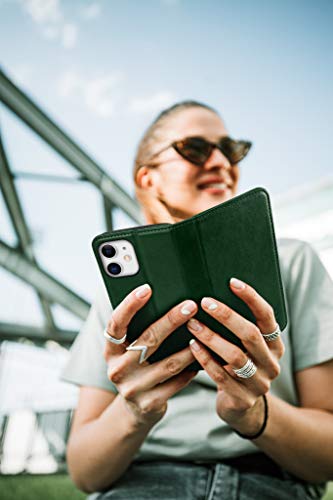 TUCCH Wallet Case for iPhone 12 Pro/12 (6.1") 2020, Flip Stand, Dark Green | RFID Blocking, 3 Card Holders, Kickstand, PU Leather, Shockproof TPU Shell, Magnetic Closure, Protective Folio Cover - color: Dark Green