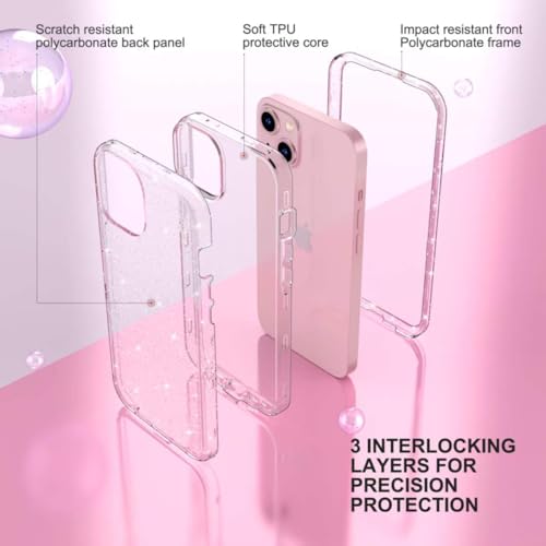 ULAK Compatible with iPhone 15 Plus Case Clear Glitter | Heavy Duty Dual Layer Shockproof Protection Women Sparkly Transparent Protective Phone Cover for iPhone 15 Plus 6.7 inch - color: Clear Glitter