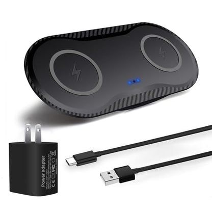 40W Wireless Charging Pad, Dual 20W Fast Wireless Charging Mat for Samsung Galaxy S25,S24,S23/Note 20/10/Buds,15W Wireless Charger Station for iPhone 17 16 15 14 13 8/SE/X/XS(Black with dapter) - color: Black with Adapter