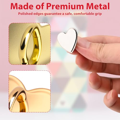10 Pcs Metal Phone Charm Hook Adhesive Cell Phone Finger Ring Holder Loop Grip for Pad Phone Tablet Chain DIY Supplies Accessories Decorations (Heart)