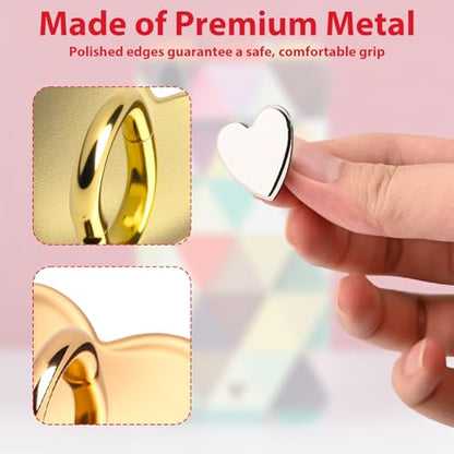 10 Pcs Metal Phone Charm Hook Adhesive Cell Phone Finger Ring Holder Loop Grip for Pad Phone Tablet Chain DIY Supplies Accessories Decorations (Heart)