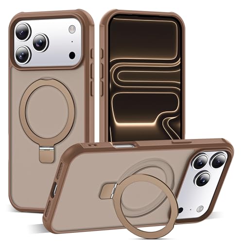 SKYLMW Compatible with iPhone 17 Pro Max Case with Stand,Desert Brown | iPhone 17 Pro Max Phone Case 6.9",Magnetic Ring Stand,Compatible with MagSafe,Military-Grade Protection,Great Grip Feeling - color: Desert Brown, size: Iphone 17 Pro Max