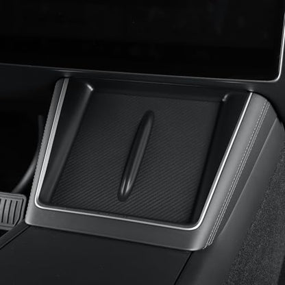 LUCKEASY Wireless Charging Pad for Tesla Model Y Juniper - size: Carbon Fiber Texture - Model Y Juniper 2025 2026