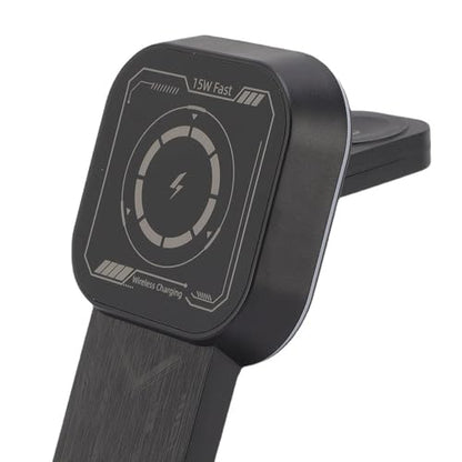 Zunate 3 in 1 Wireless Charging Station for Multiple Devices, 15W Fast Magnetic Dock with Foldable Adjustable Stand for Enabled Phones, Earbuds and Watches