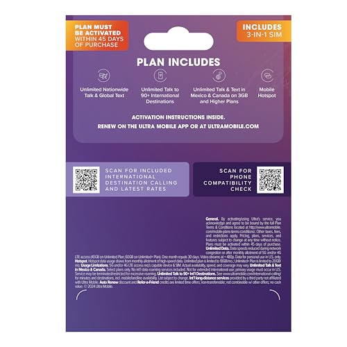 $39/mo. Ultra Mobile Prepaid Phone Plan with Unlimited Talk, Text, & 24GB of 5G • 4G LTE Data for 1 Month (3-in-1 SIM Card Kit)