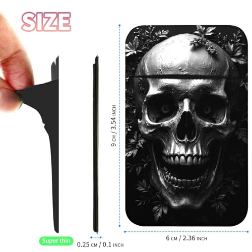 Phone Credit Card Holder Stick on, Cell Phone Pocket Self Adhesive Stretchy Stick on Wallet ID Credit Card Case Pouch Sleeve with Flap for All Smartphones, Dark Skull - color: Dark Skull