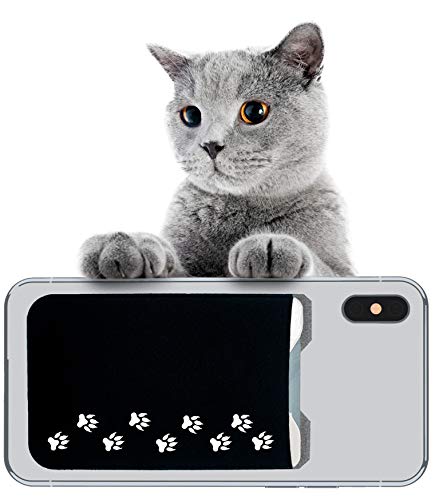 Phone Wallet - Adhesive Card Holder - Cell Phone Pouch - Stick on Lycra Pocket by Gecko - Carry Credit Cards and Cash - color: CAT PAW - BLACK