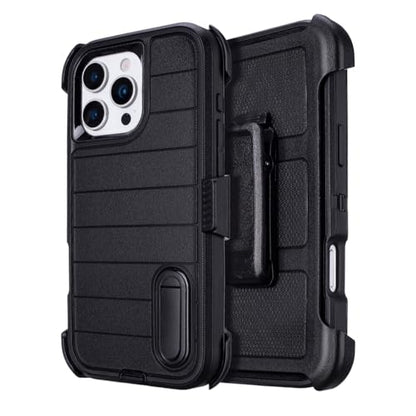 for Phone Case iPhone 16 Pro Case Black with Belt Clip Heavy Duty· | Holster for Shockproof Cases,3 Layers of Sturdy,Military Grade Defender Cover for iPhone 16 Pro Cases Black 6.3 Inch - color: Black