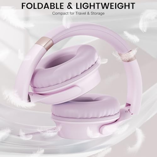 USB C Wired Over-Ear Headphones with Microphone - color: Pink