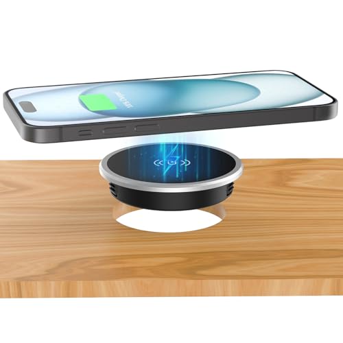 Recessed Magnetic Wireless Charger 15W, Hidden Desk Mount for iPhone 18-12