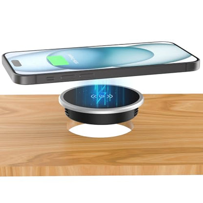 Recessed Magnetic Wireless Charger 15W, Hidden Desk Mount for iPhone 18-12