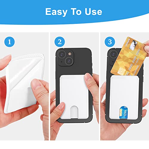 SHANSHUI Phone Card Holder, Silicone Ultra Slim Wallet Stick on Credit Card Holder for Cell Phone Compatible for iPhone, Android & Most Smartphones 3Pack White - color: White x3