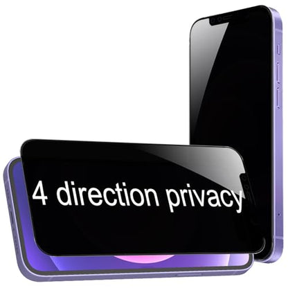 2 Pack 360 Degree Privacy Tempered Glass Suit for iPhone 12 / iPhone 12 Pro Anti-Spy 4 Directions Screen Protector Film 4 Sides Anti-Peeping 9H Hardness Anti-scratch 6.1 inch - size: For iPhone 12 /iPhone 12 Pro