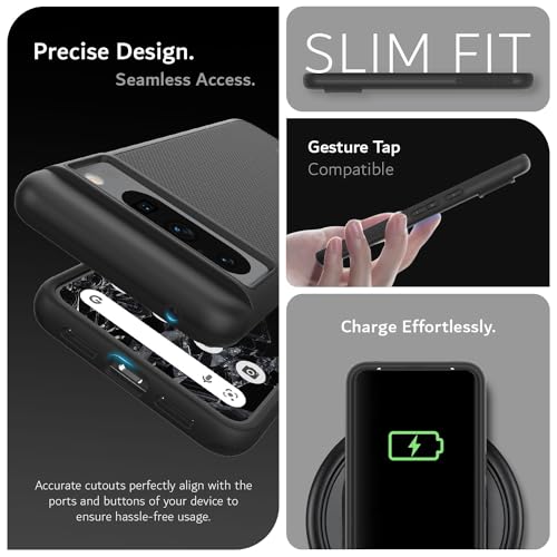 TUDIA MergeGrip [Magsafe Compatible] Designed for Google Pixel 8 Pro Case (2023) - Dual Layer [Military Grade] Shockproof Slim Rugged Tough Heavy Duty Phone Cases - Matte Black - color: Matte Black, size: Magnetic Pixel 8 Pro