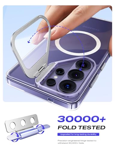 MAGIC JOHN Magnetic for Samsung Galaxy S26 Ultra Case with Stand, Fit for MagSafe, Phone Case for Samsung S26 Ultra, Clear Case with Camera Cover [Mil-Grade Protection] [Anti-Yellowing] Slim, Clear