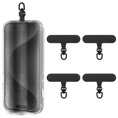 OUTXE Phone Tether Tab Rotatable 360°, 4 Pack Phone Lanyard Patch for Phone Strap Compatible iPhone & Other Cell Phone (Black) - color: Black