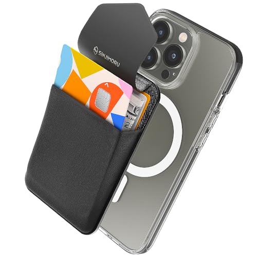 Sinjimoru Privacy Cover Magnetic Card Holder, Magnetic Phone Wallet Stick on as Credit Card Holder for MagSafe Compatible with iPhone 16 15 14 13 12 Series. M-Flap - color: Black
