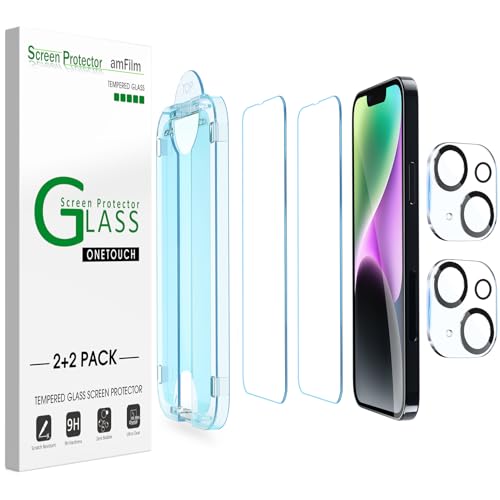 amFilm OneTouch for iPhone 14 Plus Screen Protector 6.7'' Tempered Glass - size: 14-6.7”