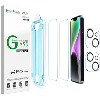 amFilm OneTouch for iPhone 14 Plus Screen Protector 6.7'' Tempered Glass - size: 14-6.7”