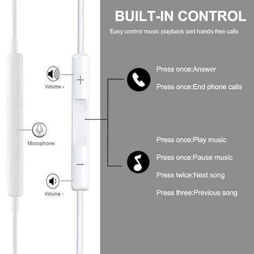 USB C Headphones with Microphone for iPhone 17 16 15 Pro Max,3 Pack