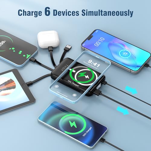 for Magsafe Battery Pack,10000mAh Magnetic Power Bank 22.5W PD Fast Charging with LED Display,Wireless Portable Charger with Built-in Cables and Stand for iPhone 17/16/15/14/13/12/Pro/Pro Max - color: Black-2