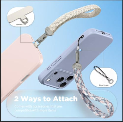 SURPHY Elastic Phone Wrist Strap, Phone Lanyard, Key Chain Lanyards - color: Gray Pink