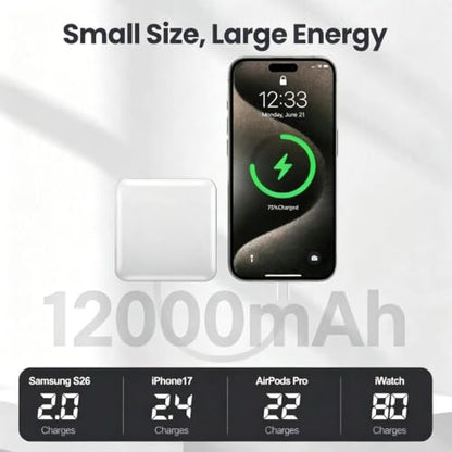ummz Mini Portable Charger with Built-in 4 Cables，12000mAh Small Power Bank - color: black