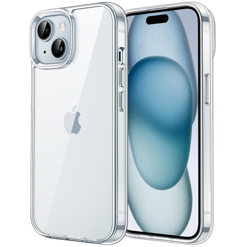 JETech Case for iPhone 15, Anti-Yellowing, Clear | Shockproof Protection, Scratch Resistant Hard PC Back, Durable Transparent TPU Bumper - color: Clear, size: iPhone 15