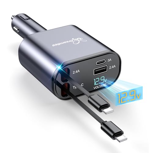 Retractable Car Charger,Super Fast USB Car iPhone Charger,Gifts for Men Women Car Truck Accessories for iPhone 15/14/13/12 Pro Max XR,iPad,Samsung,Pixel - size: Dual Lightning Cords