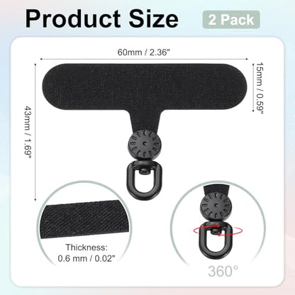 uxcell Rotating Phone Lanyard Tab Ultra-Thin No-Adhesive Phone Tether Patch - color: Black Dial, Black Patch