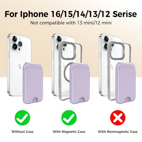 for MagSafe Wallet with Mirror,4 Card Holder RFID Blocking Stand - color: Lavender