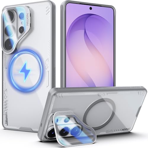 Nillkin Magnetic Case for Samsung Galaxy S26 Ultra, [2-in-1 Lens Cover & Hidden Kickstand] [MagSafe Compatible & Anti-Yellowing] Shockproof S26 Ultra Translucent Slim Case for Men Women, Clear Gray - color: Clear Gray