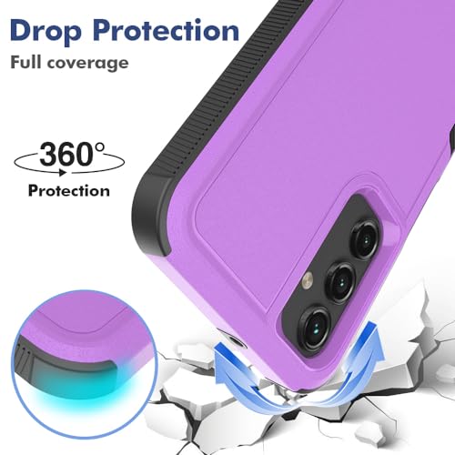 for Galaxy A15 5G Phone Case, [Military Grade Drop Tested] with HD Screen Protector, Dual Layer Protective Heavy Duty Cell Phone Cover Non-Slip Shockproof Case for Samsung Galaxy A15 5G (Purple) - color: Purple