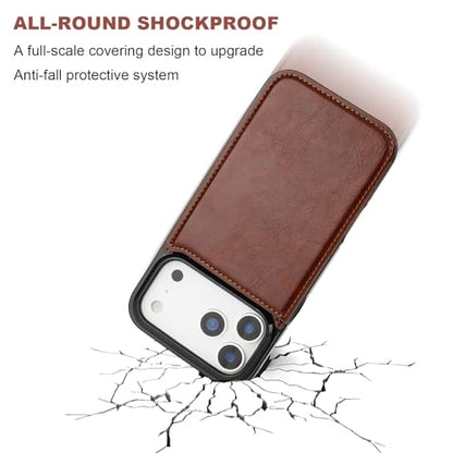 ONETOP for iPhone 17 Pro Max Wallet Case with Credit Card Holder,Brown | Kickstand,ID/Cash Holder,Case Wallet with Card Slots,Double Magnetic Clasp,Durable PU Leather Shockproof Cover for Women Men - color: Brown